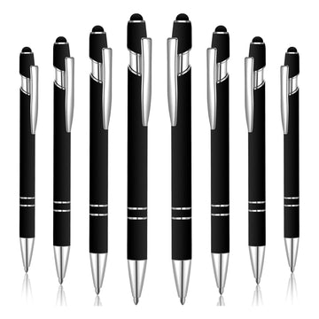 FareCo 8-Pack 2-in-1 Metal Retractable Ballpoint Pens with Stylus Tip